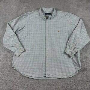 Ralph Lauren Shirt Mens 3XB BIG Green Plaid Preppy Flesh Pony Button Down